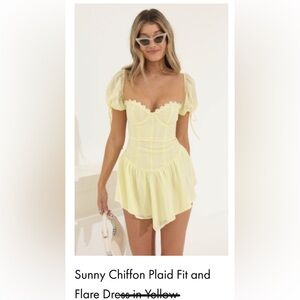 Lucy In The Sky Sunny Chiffon fit and flare yellow dress - size small